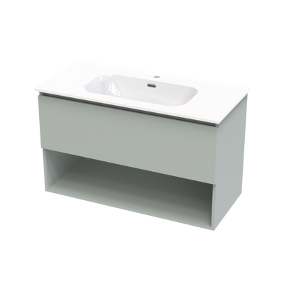 Pinnacle Aura 1000 Drawer Open Shelf Wall Vanity