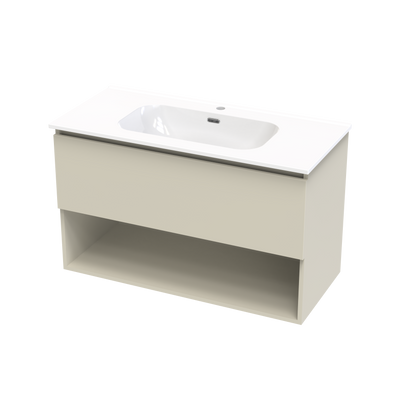 Pinnacle Aura 1000 Drawer Open Shelf Wall Vanity