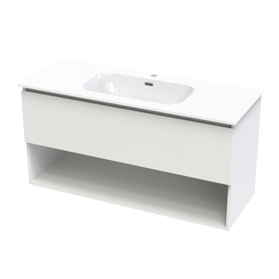 Pinnacle Aura 1200 Drawer Open Shelf Wall Vanity