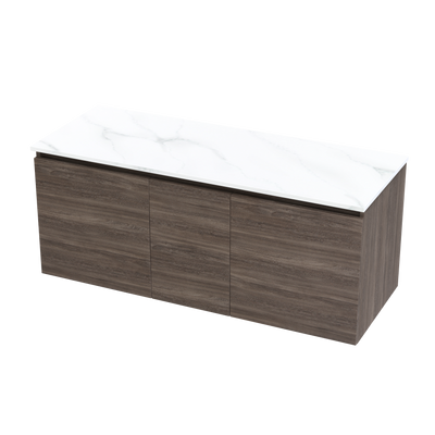 Pinnacle Pro Arctic 1200 Double Bowl Single Drawer Wall Vanity