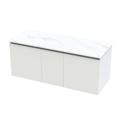 Pinnacle Pro Arctic 1200 Double Bowl Single Drawer Wall Vanity