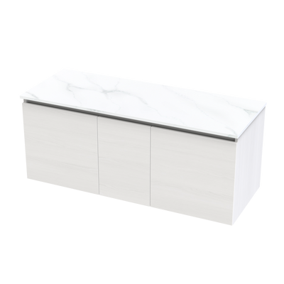 Pinnacle Pro Arctic 1200 Double Bowl Single Drawer Wall Vanity
