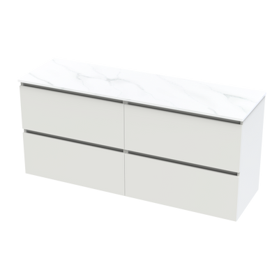 Pinnacle Pro Arctic 1500 Double Bowl Double Drawer Wall Vanity