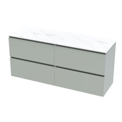 Pinnacle Pro Arctic 1500 Double Bowl Double Drawer Wall Vanity