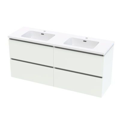 Pinnacle Ridge 1500DB 4 Drawer Wall Vanity in White Melamine