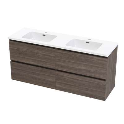 Pinnacle Ridge 1500DB 4 Drawer Wall Vanity in Blackened Elm