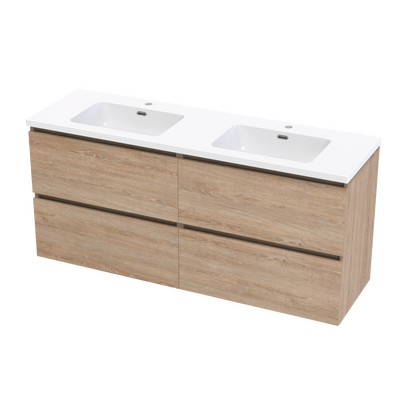 Pinnacle Ridge 1500DB 4 Drawer Wall Vanity in Rural Oak
