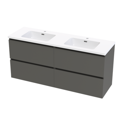 Pinnacle Ridge 1500DB 4 Drawer Wall Vanity in Anthracite