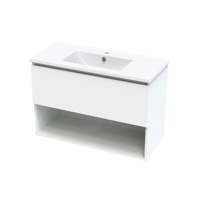 Pinnacle Slim Drawer Open Shelf 900mm Wall Hung Vanity