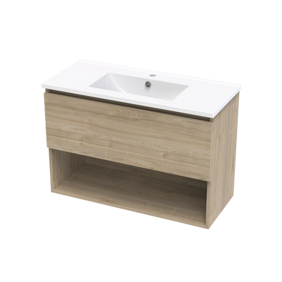 Pinnacle Slim Drawer Open Shelf 900mm Wall Hung Vanity