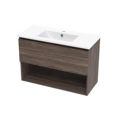 Pinnacle Slim Drawer Open Shelf 900mm Wall Hung Vanity