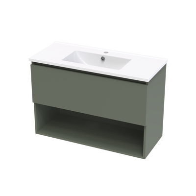 Pinnacle Slim Drawer Open Shelf 900mm Wall Hung Vanity