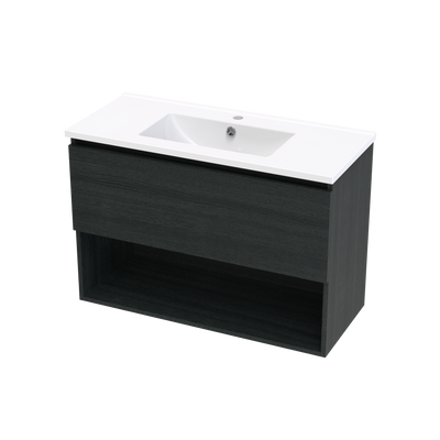 Pinnacle Slim Drawer Open Shelf 900mm Wall Hung Vanity