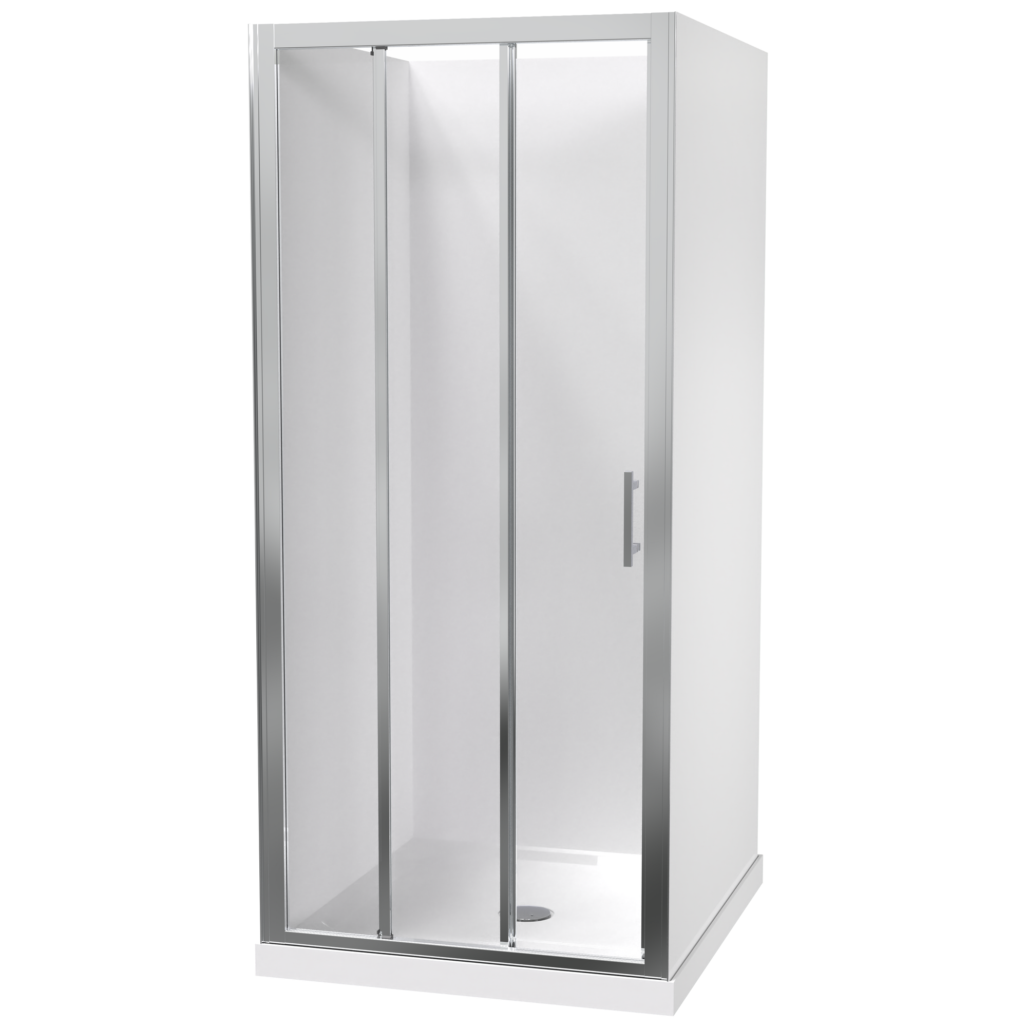 Cezanne Rectangle 3 Sided Sliding Door Acrylic Flat Wall Shower