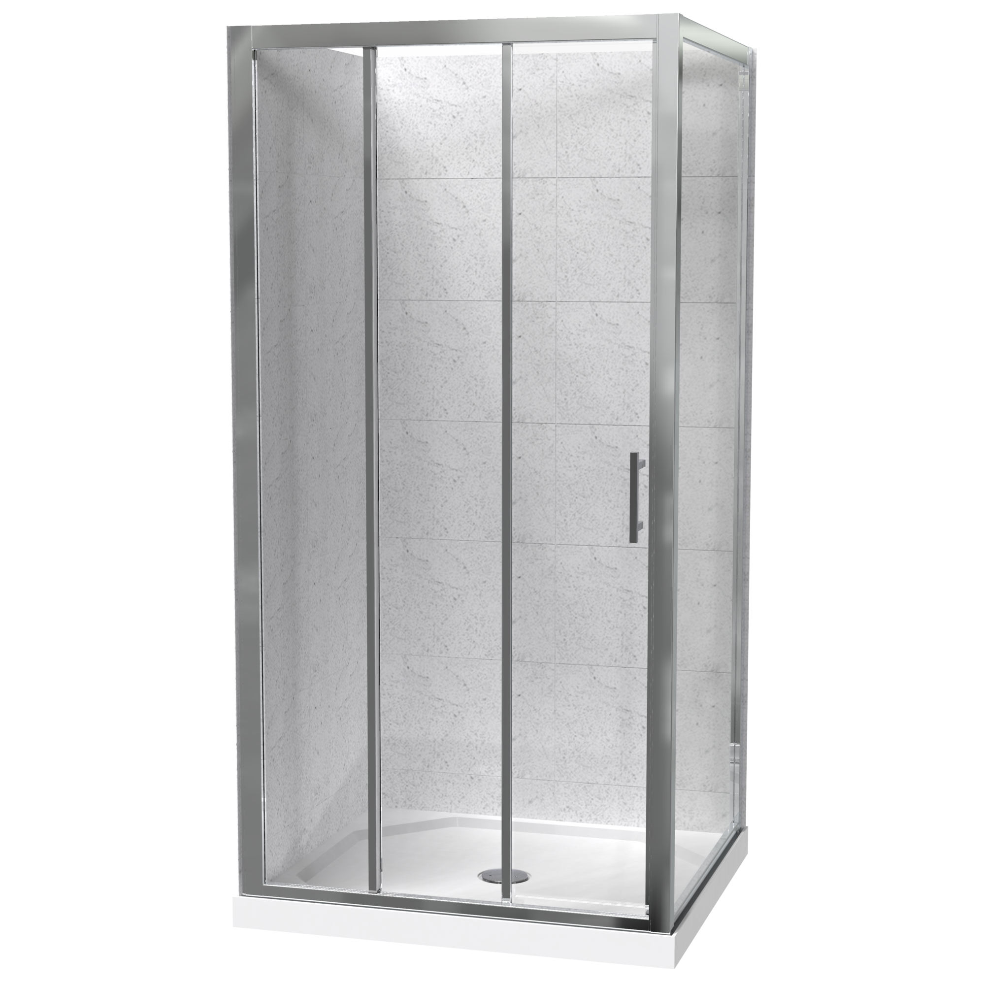 Cezanne Rectangle 2 Sided Sliding Door Shower for Tiled Walls