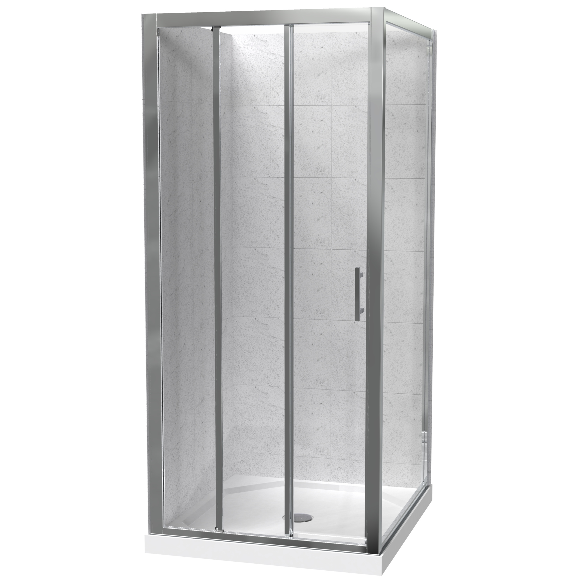 Cezanne Rectangle 2 Sided Sliding Door Shower for Tiled Walls