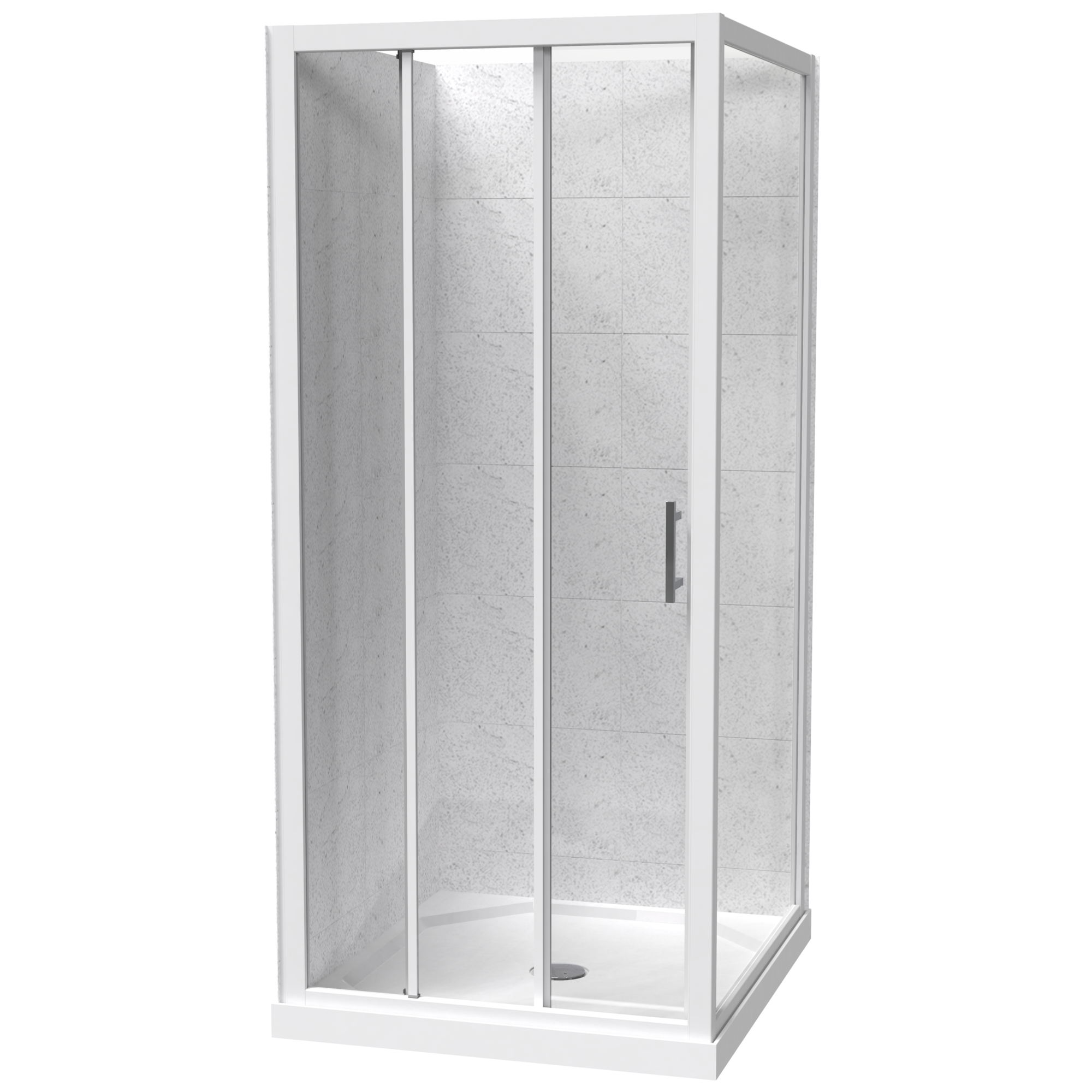 Cezanne Rectangle 2 Sided Sliding Door Shower for Tiled Walls
