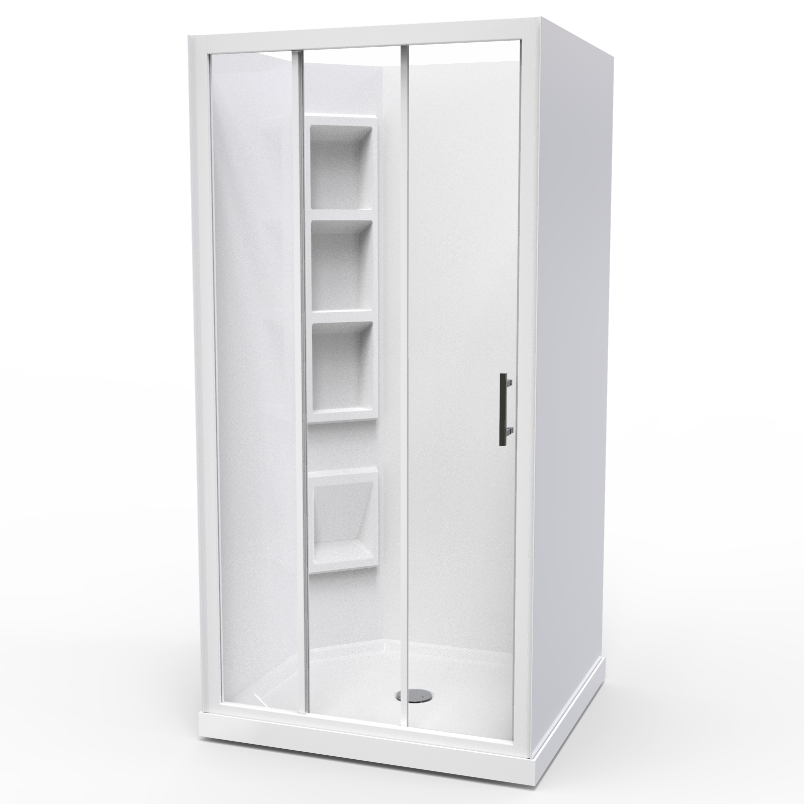 Cezanne Rectangle 3 Sided Sliding Door Acrylic Moulded Wall Shower