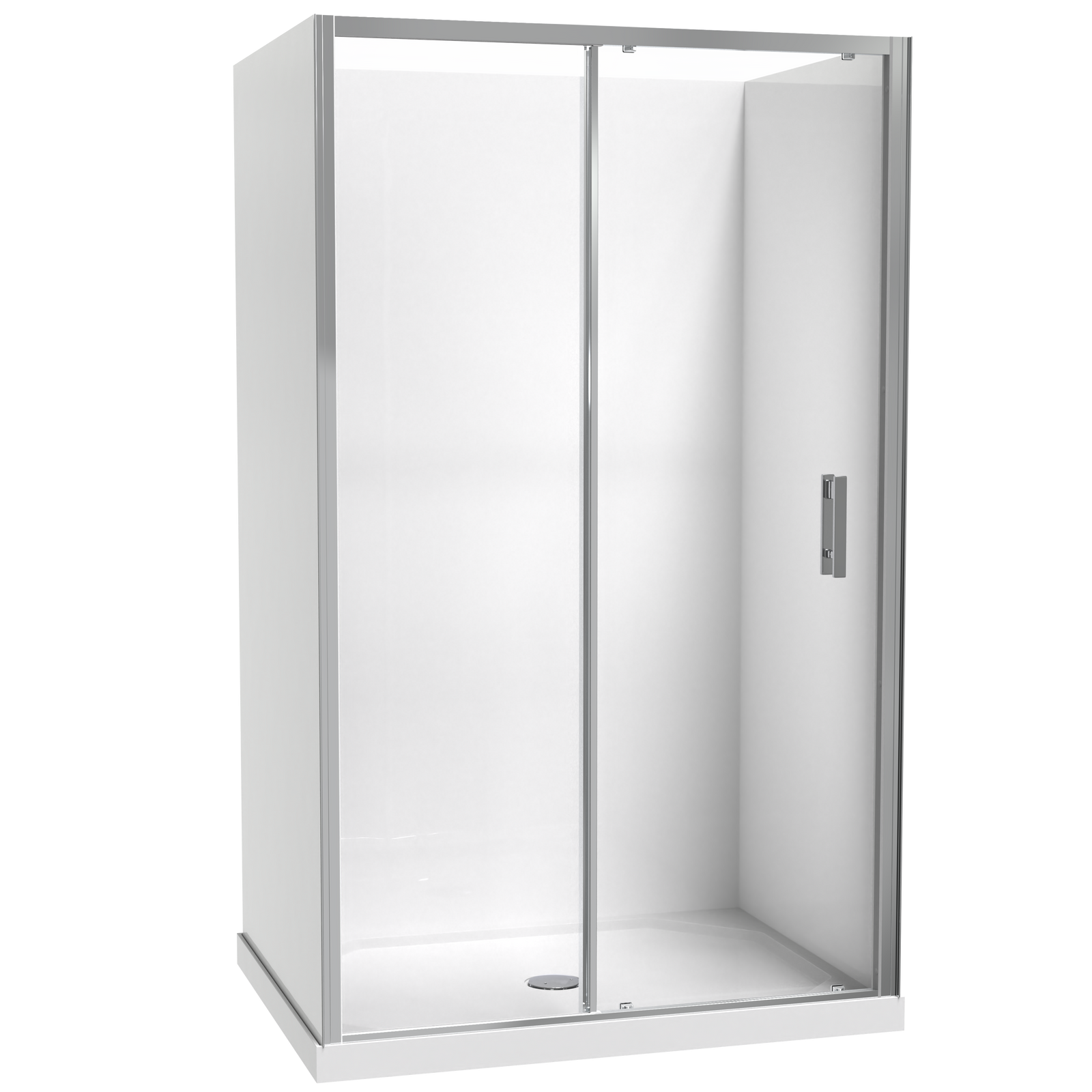 Cezanne Rectangle 3 Sided Sliding Door Acrylic Flat Wall Shower