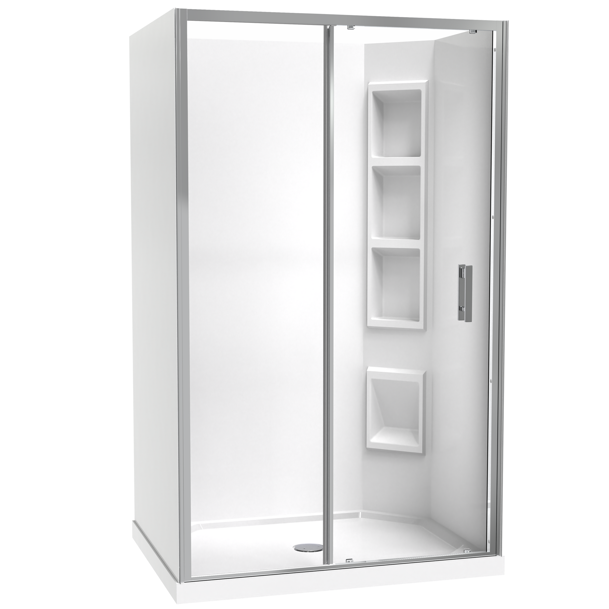 Cezanne Rectangle 3 Sided Sliding Door Acrylic Moulded Wall Shower