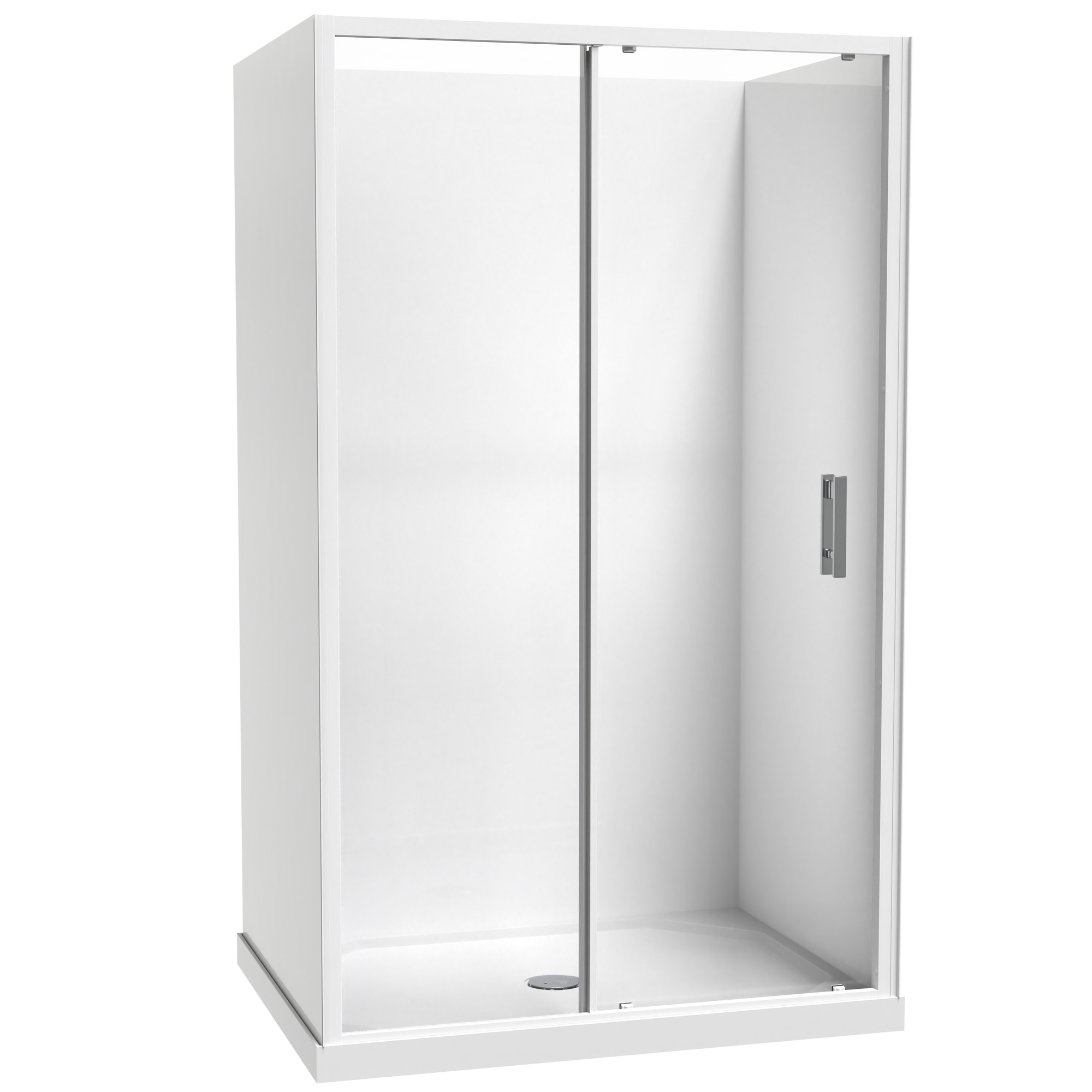 Cezanne Rectangle 3 Sided Sliding Door Acrylic Flat Wall Shower