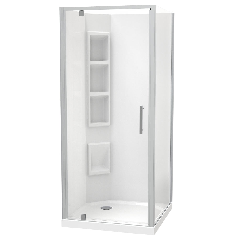 Millennium Square 2 Sided Pivot Door Acrylic Wall Shower